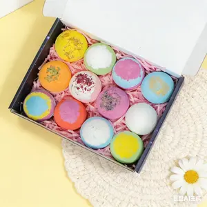 12 Pack Natural Moisturizing Starry Bath Bombs Gift Box, Contains Essential Oils & Dried Flowers, Gentle Nourishment for All Skin Types