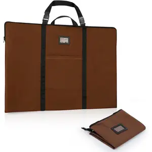Large Size 24 x 36 inches Light Weight Art Portfolio Bag with Nylon Shoulder, Handle & Zipper for Poster Storage, Sketching and Drawing (Coffee)