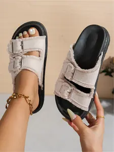 2026 Latest Hot Seller High Arch Thick Sole Sandals, Fashionable Platform Sandals, Lightweight Comfortable Soft Sole Non-slip Wear-resistant Women's Outdoor Rhinestone Wedge Ses, Bohemian Vacation Style Height Increasing Beach Shoes