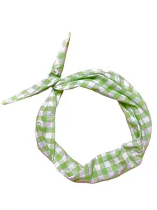 Tie Headband - Green Gingham