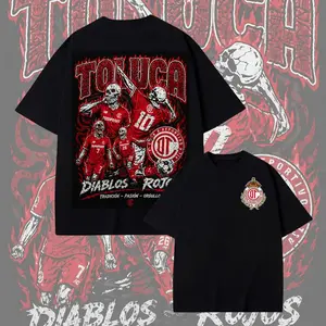 Toluca Red Devils Skeleton Soccer Shirt, Diablos Rojos Graphic Tee, Mexican Football Fan Shirt, Skull Player Design, Liga MX Inspired Apparel For Men Women