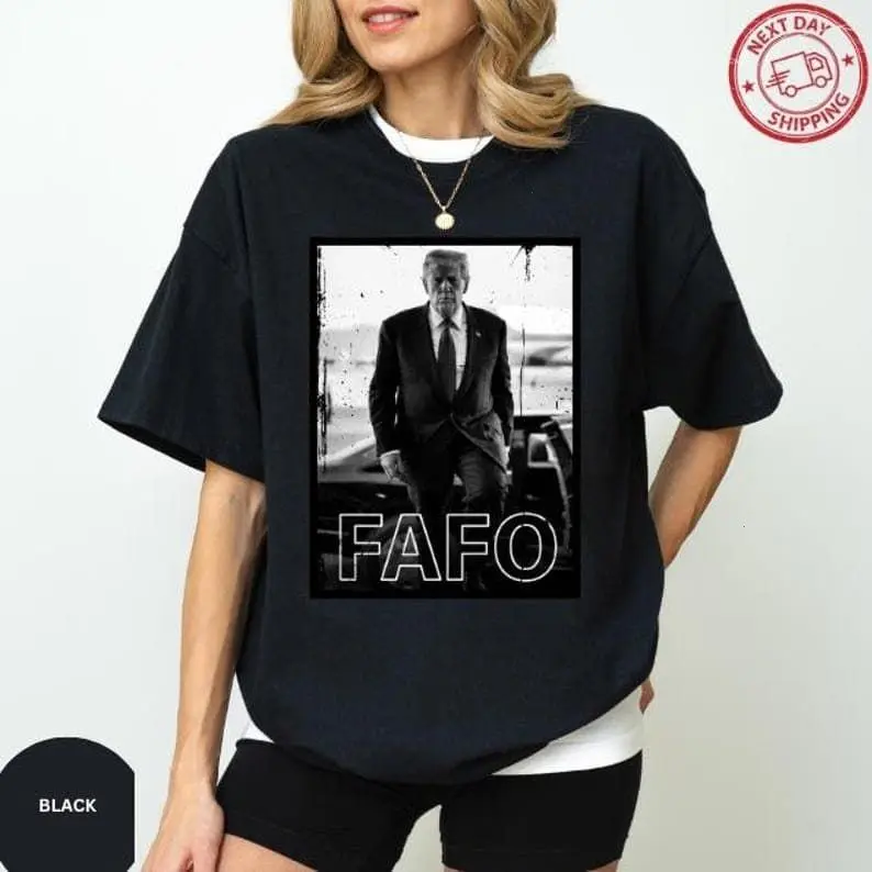 Gildan Trump FAFO Graphic T-Shirt, Unisex Casual Shortsleeve Classic Fit in 100% Cotton Fabric with a Tear-Away Tag, Tops, Menswear, Print, True-To-Size, Graphic Print, Cute, Fitted, Preppy, S, Casual Fit, Childrens Day