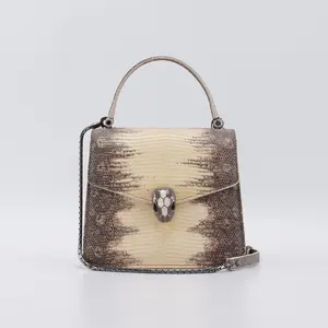 Pre-owned Bvlgari Lizard Leather Crossbody Bags White Serpenti Forever Top Handle Bag BGT129082