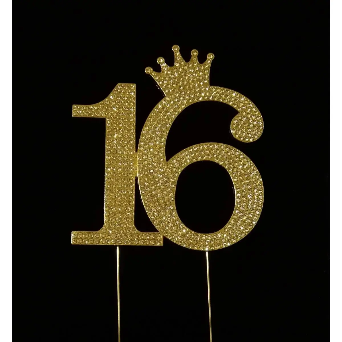 212 MAIN Happy Birthday Gold Glitter Rhinestone Tiara Crown Topper - 9.5in Height, Crown-Shape, Cake & Cupcake Decoration, Festive Home & Party Supply Accessory