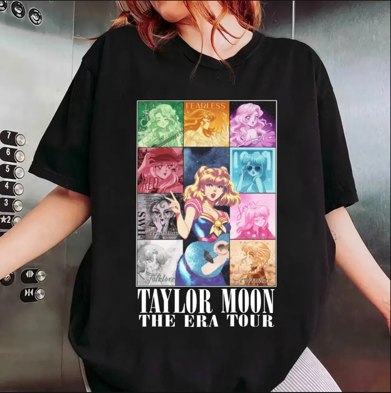 Taylor Moon Shirt, Taylormoon Shirt, Anime Graphic Shirt Black Shirt Full Size Unisex for Men and Women