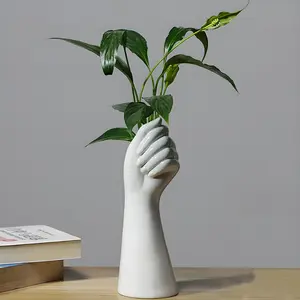 White Ceramic Vases Flower Vases Home Decor Cool Cute Small Hand Vase for Flowers Unique Modern Bathroom Living Room Rose Tulip Coffee Tables Centerpieces Decorative NBHUZEHUA