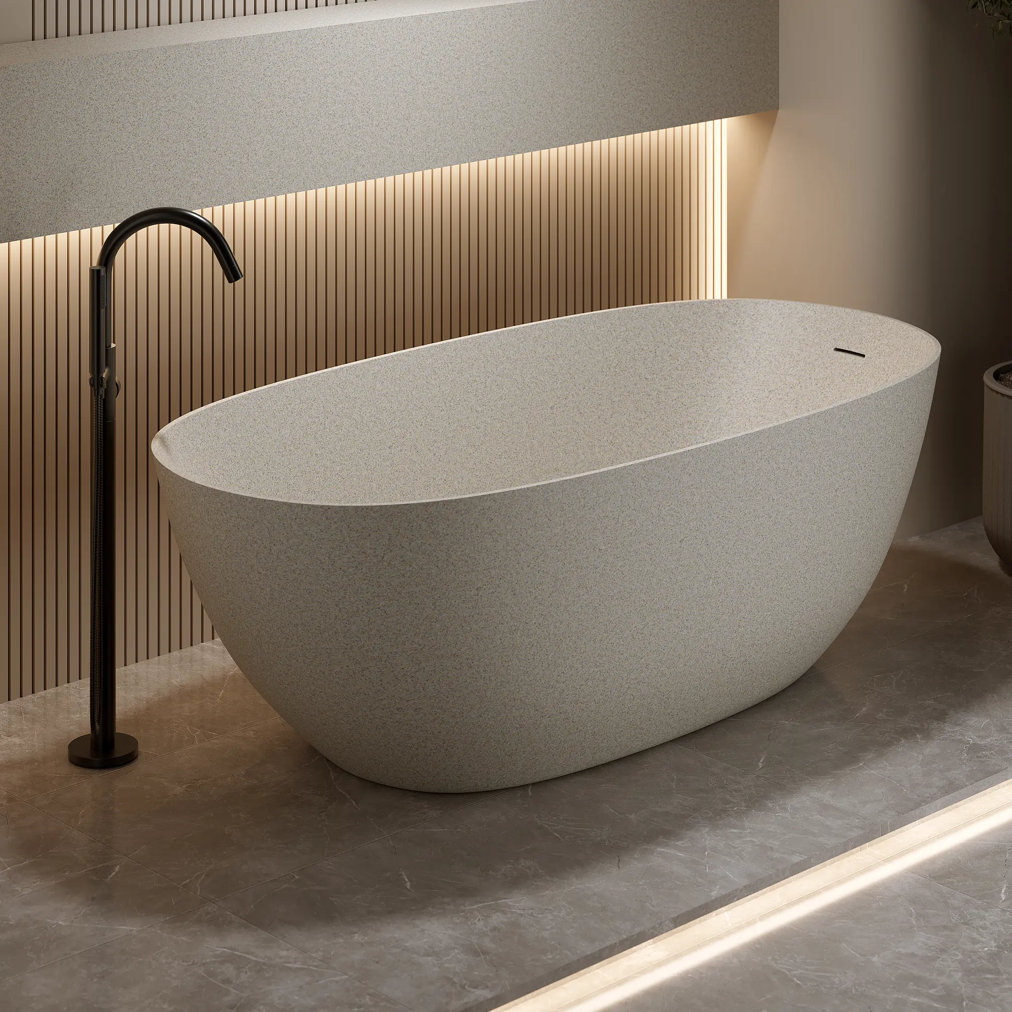 2026 New 57-Inch Irregular Resin Stone Freestanding Bathtub - Solid Surface Modern Soaking Tub for 1 Bather, Standalone Unit with Insulation, Overflow Drain, Pop-Up Drain, Stain-Resistant, Easy-to-Clean, Durable, Strong