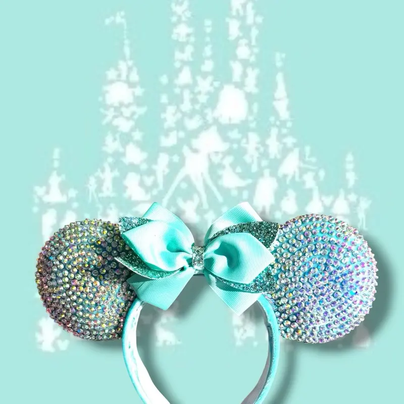 Turquoise bling mouse ears headband