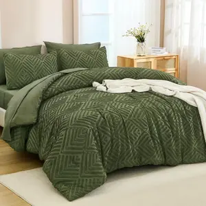 Litanika 7-Piece Boho Tufted Bed in a Bag - Lightweight Fluffy Comforter Set with Sheets, All Season Bedding (Multiple Colors)