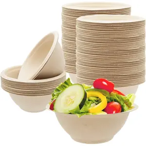 100 Pack 8oz Compostable Paper Bowls,Heavy-Duty Disposable Bagasse Bowls,Biodegradable Soup Bowls,,Heat Resistant,for Ice Cream,Salad,Soup,Snack,Dessert,Pasta,Hot or Cold Use