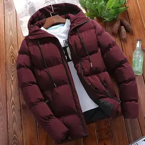 [2025]Fashion Parkas Men Winter Overcoat Men's Casual Jacket Warm Hooded Thick Puffer Coat Outwear Business Man Menswear Tops Long Sleeve Zipper Beige Black Plain