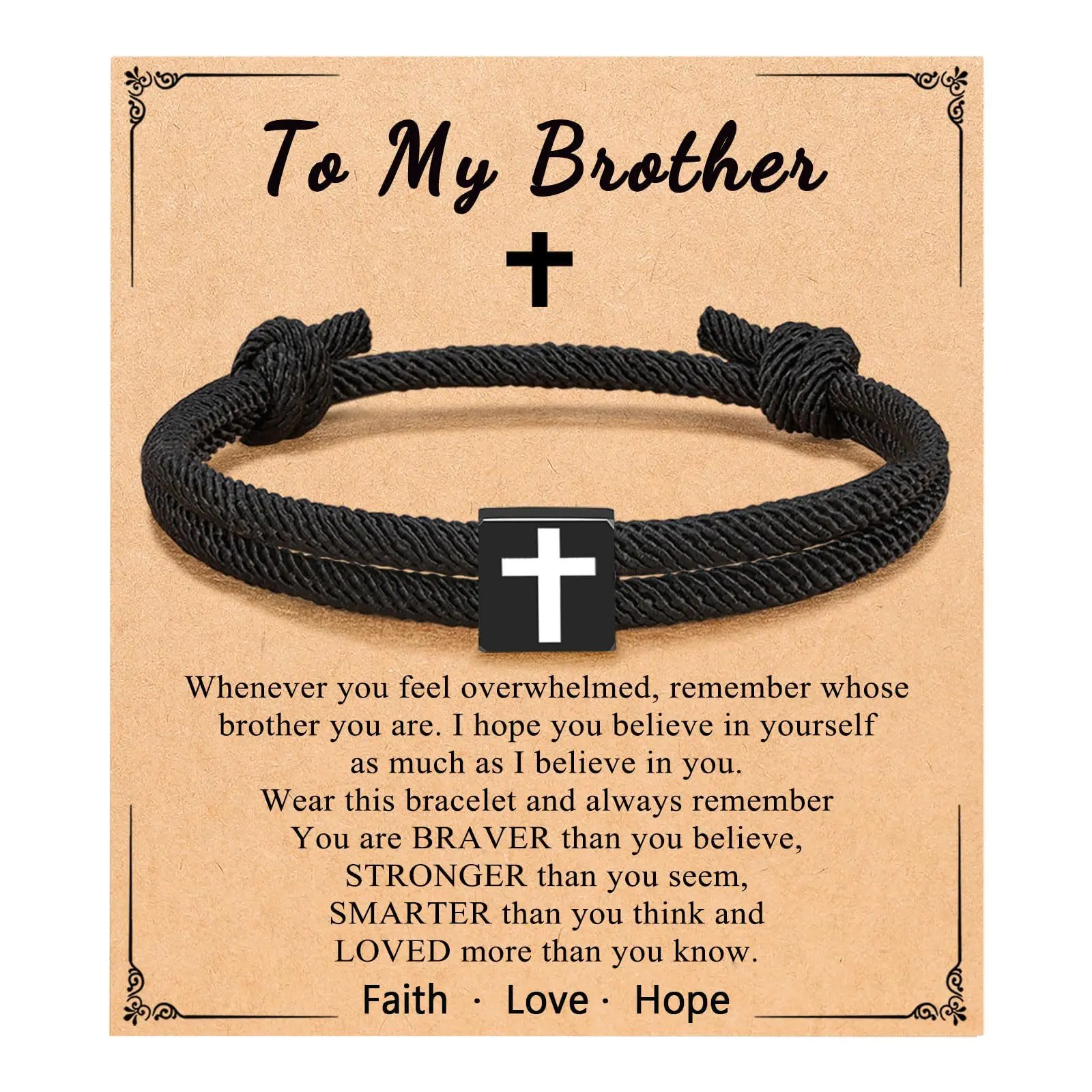Black Milan rope bracelet+Brother card