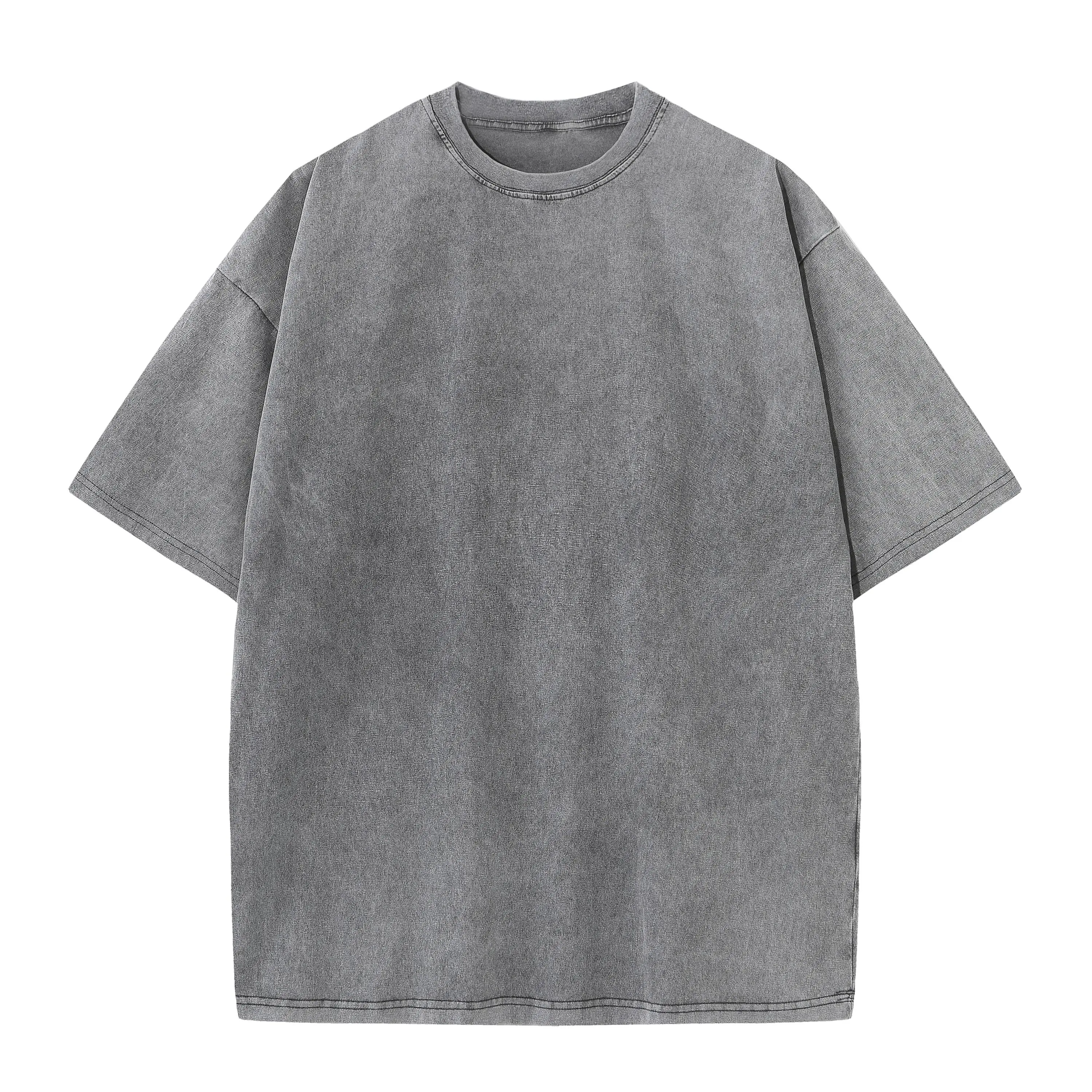 Men's Retro Classic Cotton Round Neck Short-Sleeve Tee - Unisex Menswear Top, Vintage Washed, Distressed, Casual Loose Fit, Soft Breathable Fabric, Double-Stitching, Plain Streetwear