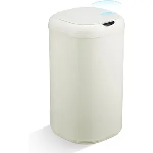 8 Gallon Automatic Sensor Kitchen Trash Can, Motion Sensor Garbage Bin, 30 Liter Touchless  Stainless Steel  Can with Lid for Bathroom Bedroom Office, Cream White