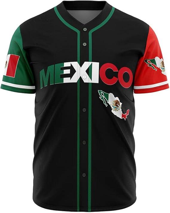 Men's Mexico Baseball Jersey, Eagle Mexico Baseball Button Down Jersey Shirts, Mexican Flag Baseball Jerseys Sports Shirt
