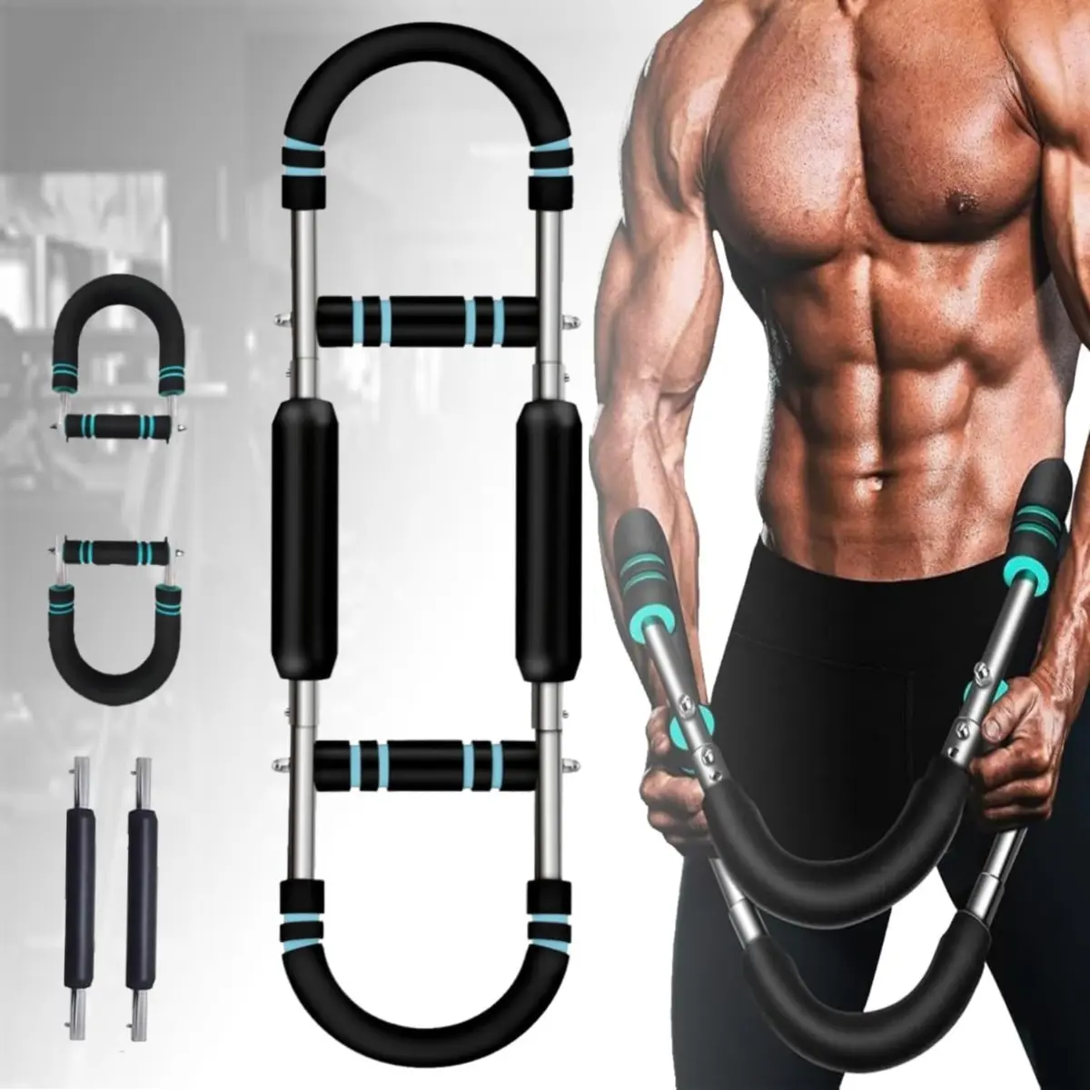 Adjustable Power Twister U Shaped Arm Exerciser For Men Chest Muscle Training Home Gym Fitness Equipment Arm Strength Trainer Portable Anti Slip Grip Upper Body Workout