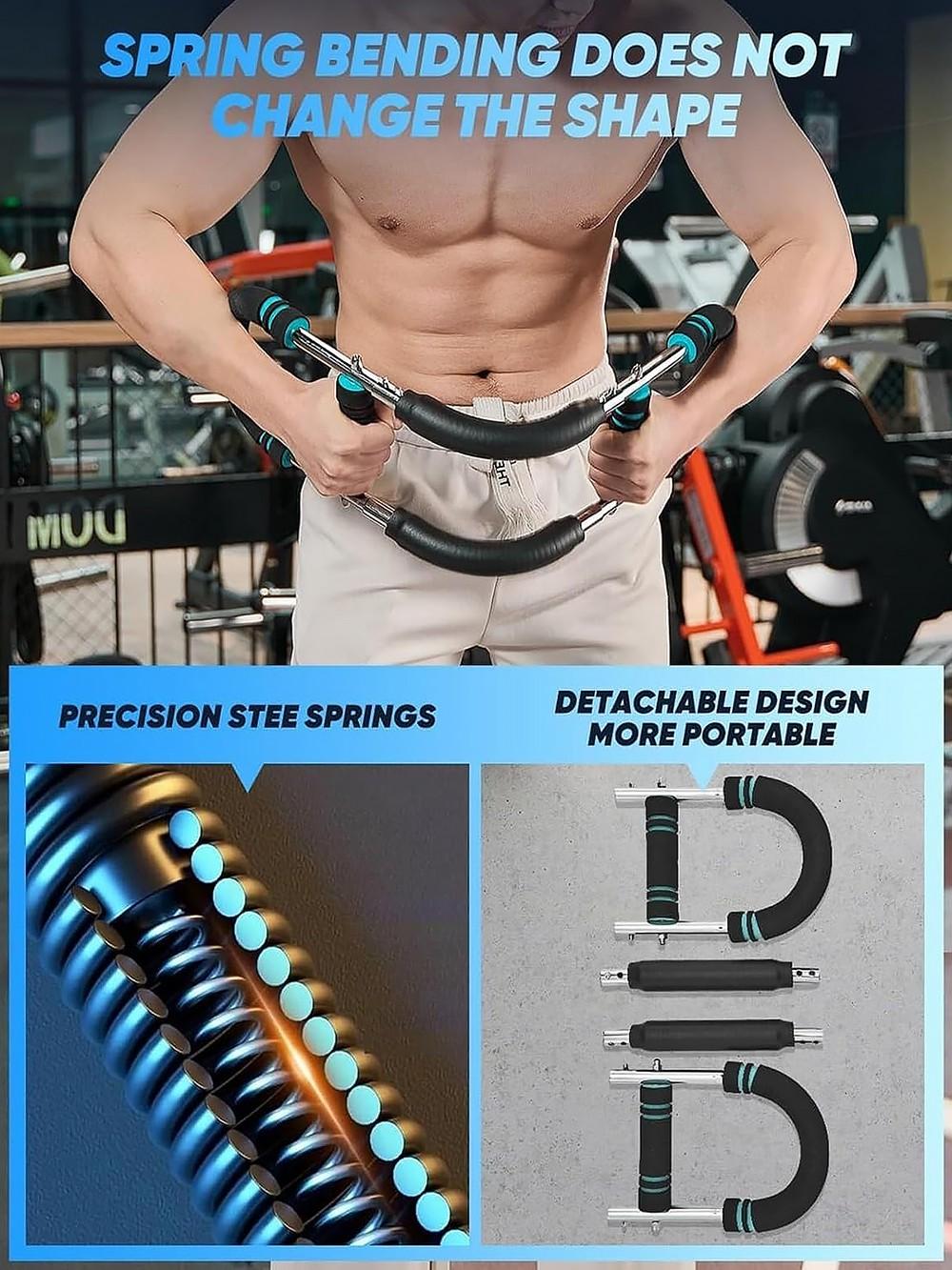 2026 New Pro 60-100lb Adjustable Power Twister Bar, Chest Shoulder Arm Intensive Workout Equipment, Detachable 2-Spring Twister Arm Trainer Black Edition, Portable Home Gym Exerciser