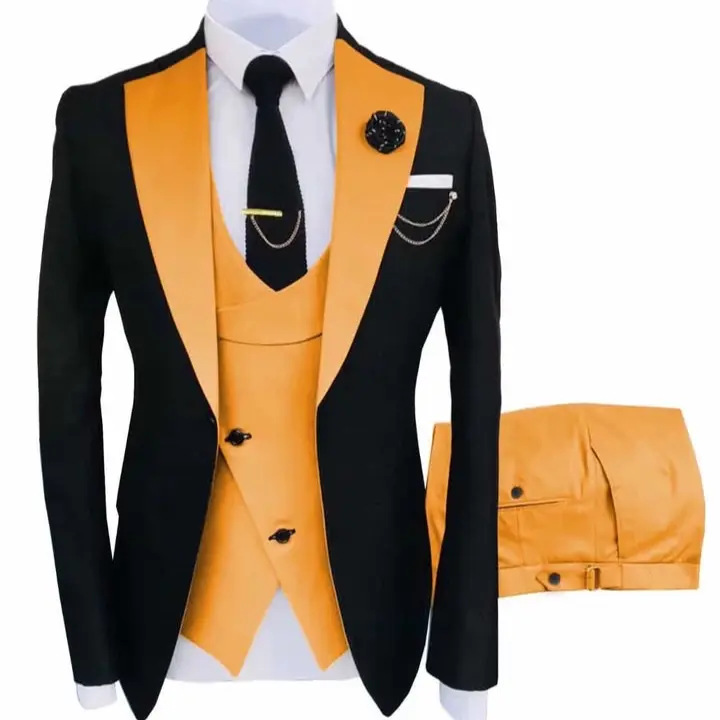 YO028 Hight Quality Custom Business Suit for Men Three Piece Set Long Sleeve Slim Fit Formal Suits Grooms Wedding Suit