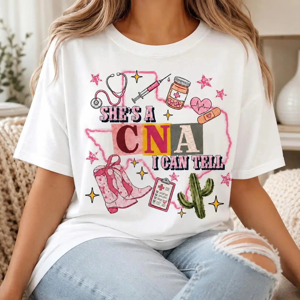 She's A CNA I Can Tell Shirt, Funny CNA Shirt, Certified Nursing Assistant Gift, Western Cowgirl Nurse Tee