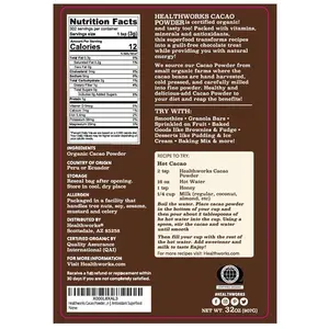 Healthworks Superfoods Organic Cacao Powder - 32 Oz  2 Lbs - Cocoa Chocolate Substitute - Rich Chocolate Flavour - Sugar-Free, Keto, Vegan & Non-GMO - Peruvian BeanNut Origin - Antioxidant Superfood