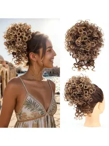 Synthetic Bob Wig with Drawstring, Curly Short Hair Extension, Loose and Voluminous, Perfect for Daily Wear, Women's Hairstyle Accessory