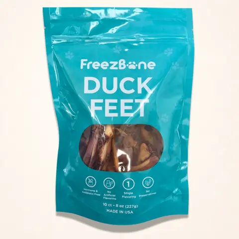 Freezbone Whole Duck Feet Dental Treats for Dogs - Human Grade - Single Ingredient