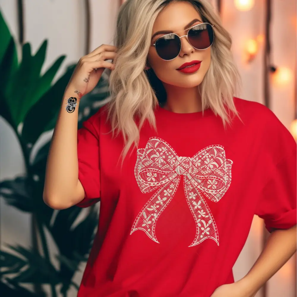 Cream Lace Bow - Premium Graphic T-Shirt for Casual Wear