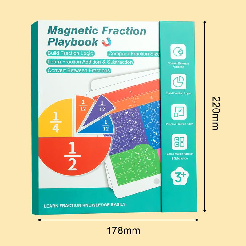 Magnetic Fraction Demonstration Book – Visual Math Manipulatives with Tiles & Circles, Educational Toy for Kids, Montessori Homeschool Supplies and Interactive Math Teaching Aid for Preschool Learning