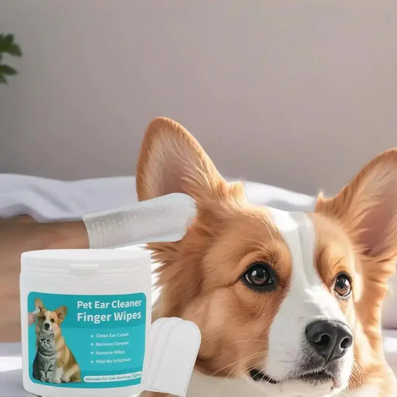 Dog Ear Cleaning Wet Wipes, Puppy Wipes, 50 Sheets Disposable Pet Care Solution, Soothing Odor Removal, Gentle Effective Hygiene for Pets, Grooming Products