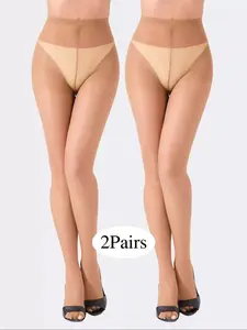 Laseta 10D Nude Nylon Women Pantyhose 2 Pack, Ultra-Thin Transparent High Elasticity Shaping Stockings, Spring Summer Sun Protection Skin Care Socks