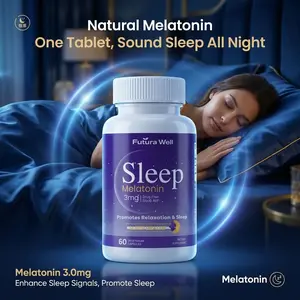 Futura Well 3mg Melatonin Supplement, Drug-Free Sleep Support, Promotes Restful Sleep, 60 Count