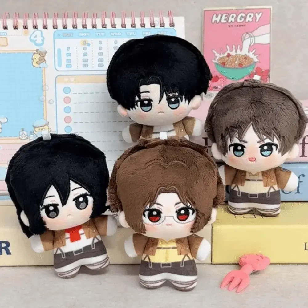 Car keychain Anime Peripherial Eren Jaeger Cotton Cosplay Levi Ackerman Keychain Mini Soft 10cm Anime Attack on Titan Plushie