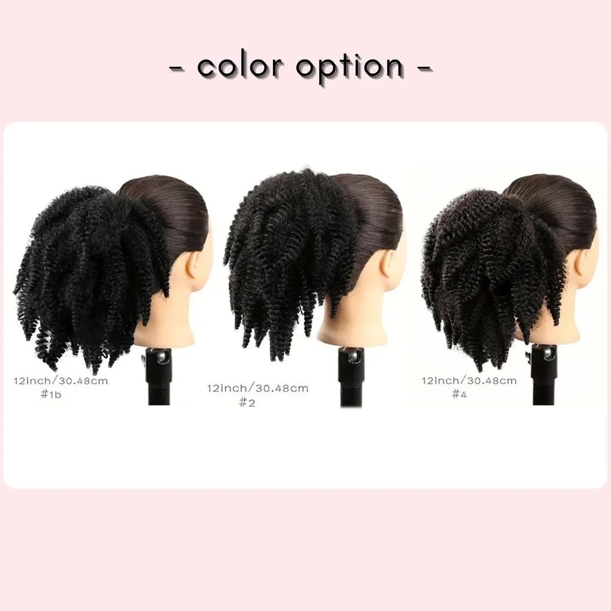 12inch Short Marley Hair Drawstring Ponytail Brown Black 4C 