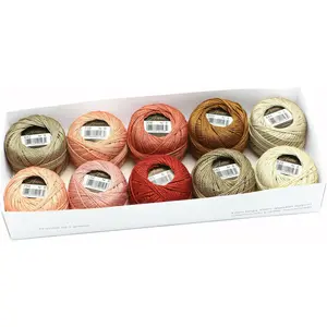 Size 8 Double Mercerized Egyptian Long Staple Cotton Pearl Thread Ball 5 Grams Rainbow Color Embroidery Thread 10 Colors per Box for Crochet Cross Stitch Hand Embroidery Set Z