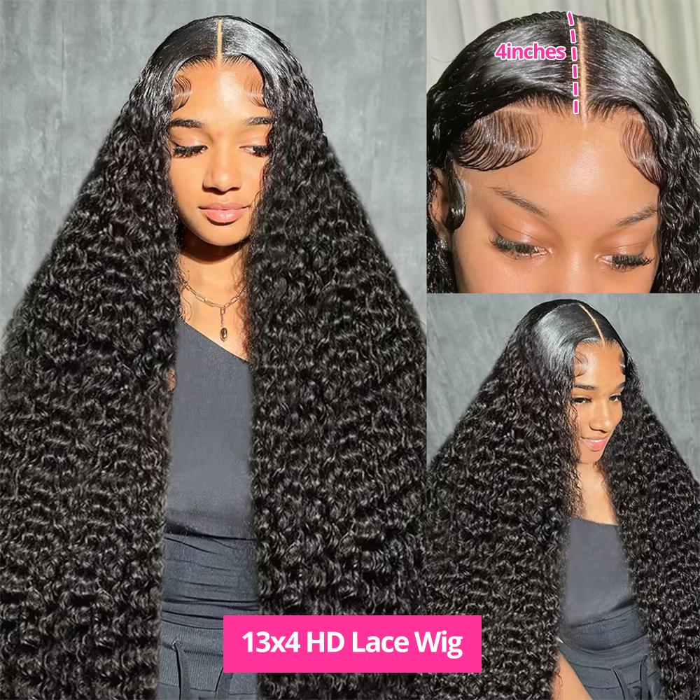 Bling Hair Long Deep Wave Wig 13x6 13x4 Lace Front Human Hair Wig 180Density Deep Wave 13x6 HD Transparent Lace Frontal Wig Human Hair For Women