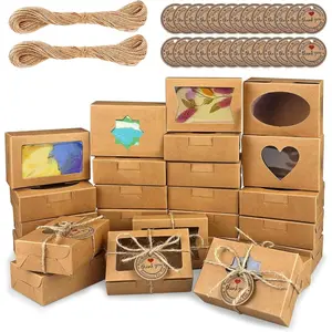 25 Pcs Small Kraft Soap Boxes with Window for Homemade Soap, Bakery Candy Cookies Packaging Supplies
