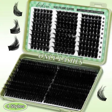Bulk Volume Lash Clusters False Eyelashes Set - 540pcs D Curl, Multiple Styles (WL3-20, WL4-6, WL4-16, 200D), Mixed Lengths (10-18mm/14-22mm), Plant Fibers, 3D Dramatic Doll Eye, Soft Comfortable Long-Lasting for Daily Use