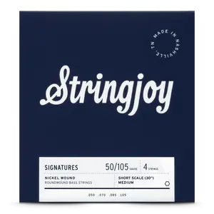 Stringjoy 50-105 Short Scale 4 String Medium Gauge Signatures - Nickel Wound Bass Guitar Strings