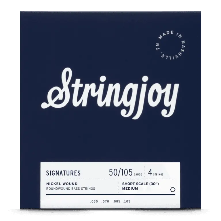 Stringjoy Nickel Wound Roundwound Bass Guitar Strings - 4-String Short Scale, 50-105 Medium Gauge Signatures