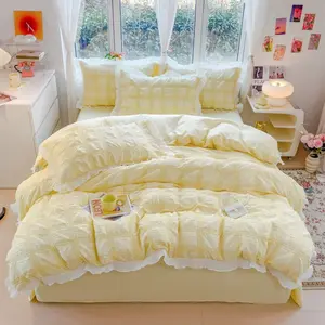 3pcs Plaid Print Modern Bedding Set, Includes 1 Fitted Sheet and 2 Pillowcases, Zipper Design, Soft Breathable Fabric