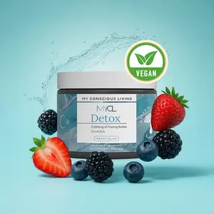 My Conscious Living Detox Chaga Mushroom Gummies 15000mg Fruiting Bodies Vegan Berry Bliss Flavor for Wellness & Immunity