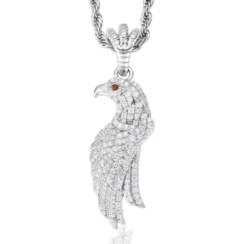 UCCIYO Eagle Fashion Pendant P750 UCCIYO S925 Sterling Silver Synthetic Moissanite Pendant Necklace for Women Men Hip Hop Jewelry Gift【#P750】