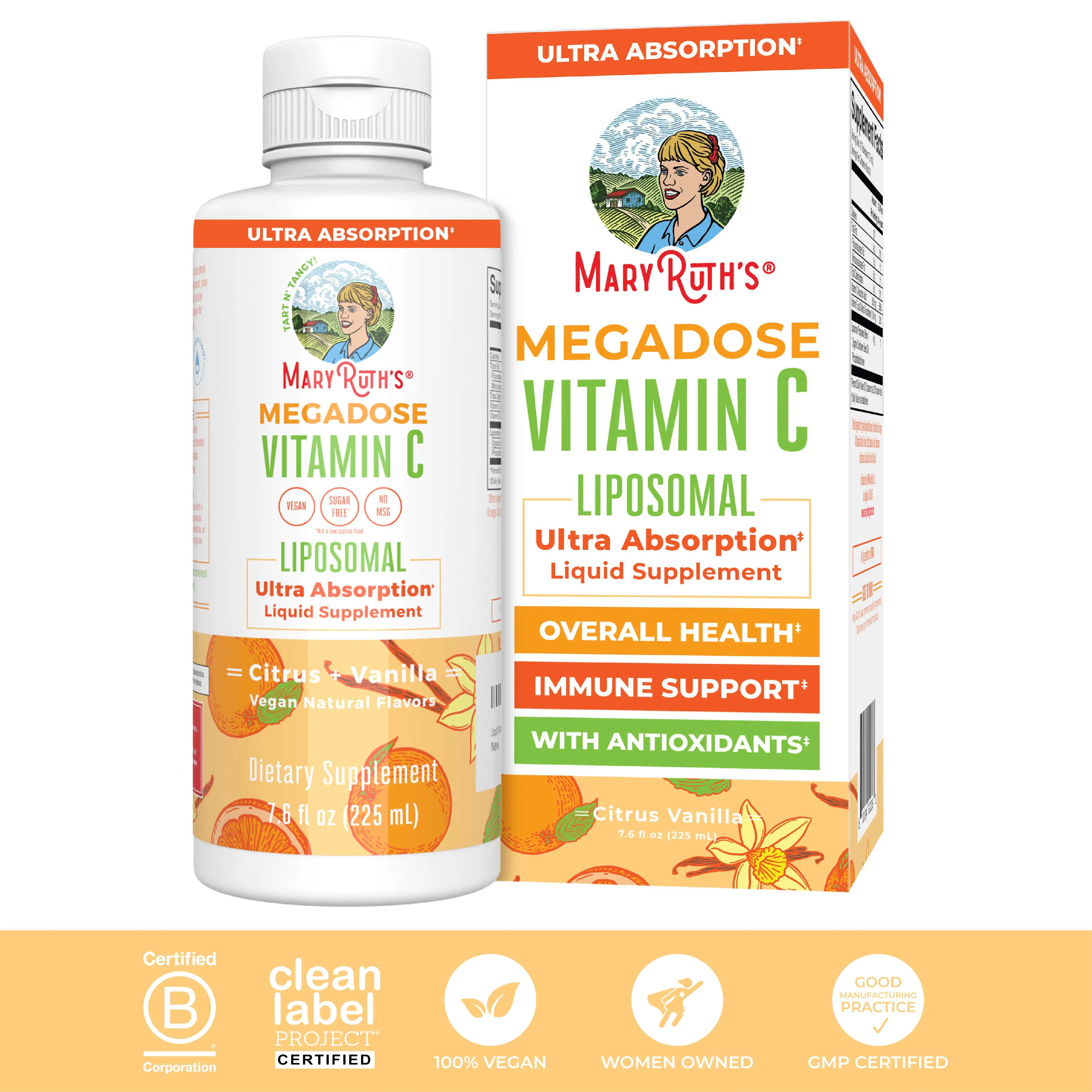 MaryRuth's Megadose Vitamin C Liposomal - Immune Support - Vitamin C 500mg - Vit...