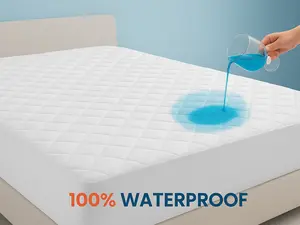 100% Waterproof Mattress Protector -Upto 16 Inches Deep Pocket Quilted Mattress Cover -Elastic Fitted Mattress Topper For Noiseless Bedding Bed Fitted Mattress Pad