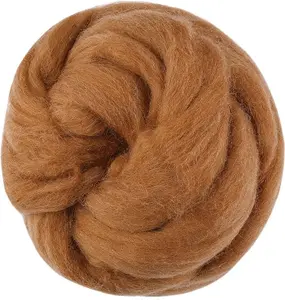 3.53oz Wool Roving Yarn, Fiber Roving Wool Top, Wool Felting, Pure Wool, Yarn, Spinning Wool Roving for Needle Felting Wet Felting DIY Hand Spinning (Wood Brown)