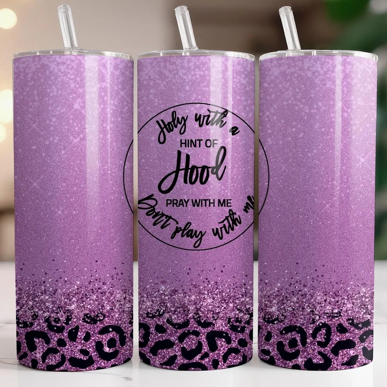 Holy With A Hint of Hood Tumbler | Christian Gifts for Her | Half Hood Half Holy Christian Tumbler | 20 oz Stainless Steel Church Cup