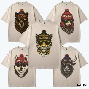 Vintage Football All Team Mascot T-Shirt - Sand Color, Retro Football Mascot Graphic Tees, Football Team Animal Mascot Shirt, Retro Football Game Day Tee, Womenswear