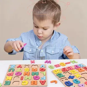 Educational Wooden Abc Puzzle Set, Wooden Peg Puzzles, Learning Toy for Preschool Kids, Alphabet Numbers Shapes, Boys Girls, Early Childhood Development
