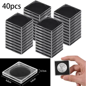 8 Sizes EVA Foam 40Pcs Clear Coin Capsules , Thick Plastic Coin Holder Set for US Quarters, Dollars & Silver Eagles, Coin Collector Storage Kit