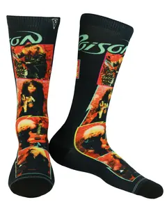 Poison Crew Socks Men's Talk Dirty to Me 80's Rock Band Sublimated Design 1-Pair Shoe Size 7-12